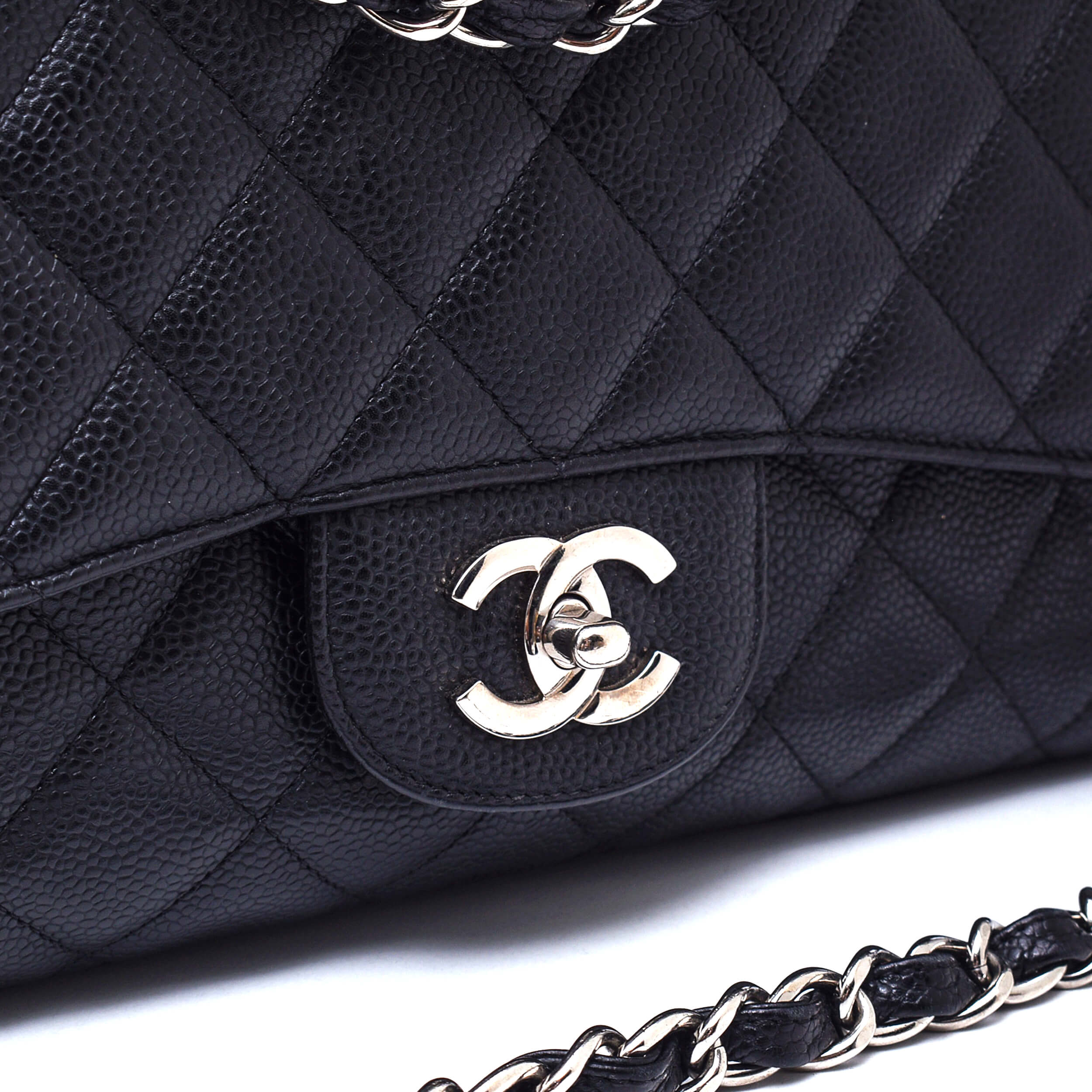 Chanel - Black Quilted Caviar Leather Maxi Single Flap Bag